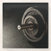 Dumbbell Glazen Onderzetter (Voorkant)