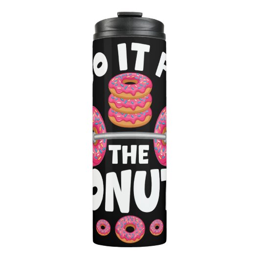 Dumbbell ik doe het voor donuts thermosbeker (Voorkant)