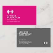Dumbbell Logo Fitness Personal Trainer Roze/grijs Visitekaartje (Voorkant / Achterkant)