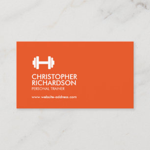 Dumbbell Logo Fitness Personal Trainer Sinaasappel Visitekaartje