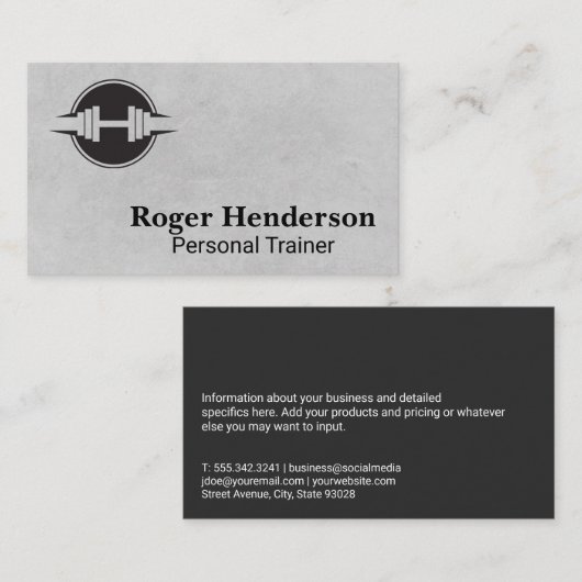 Dumbbell Logo | fitnessruimte Visitekaartje (Voorkant / Achterkant)