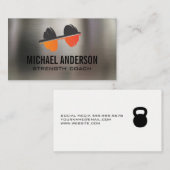 Dumbbell Logo | geschiktheid | Metalen achtergrond Visitekaartje (Voorkant / Achterkant)