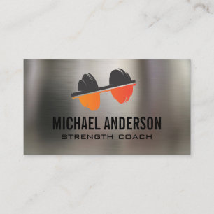 Dumbbell Logo   geschiktheid   Metalen achtergrond Visitekaartje