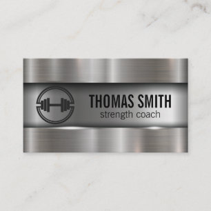 Dumbbell Logo   metallische achtergrond Visitekaartje
