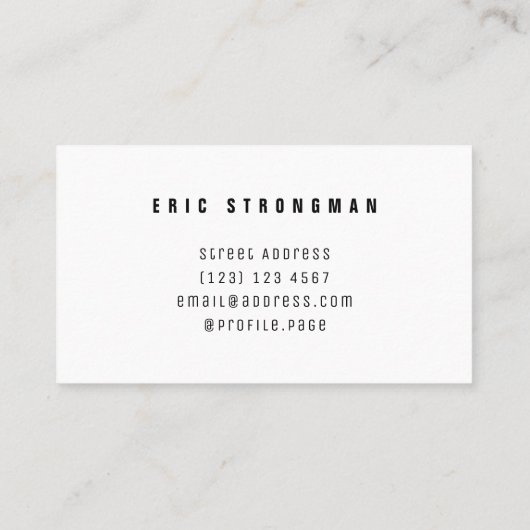 Dumbbell of words visitekaartje (Achterkant)