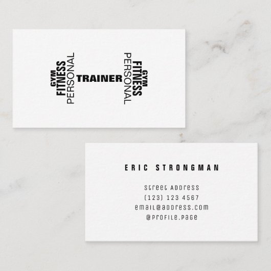 Dumbbell of words visitekaartje (Voorkant / Achterkant)