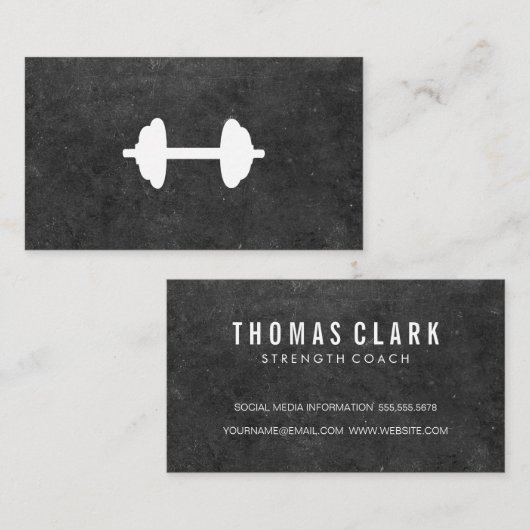 Dumbbell Personal Trainer (leisteen) Visitekaartje (Voorkant / Achterkant)