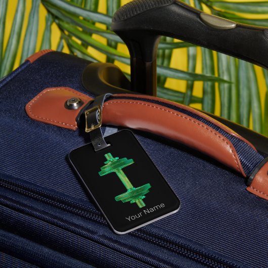 Dumbbell Retro Bodybuilder Gym Fitness of Coach Bagagelabel (Voorkant Insitu 1)