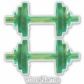Dumbbell Retro Bodybuilder Gym Fitness of Coach Sticker (Voorkant)