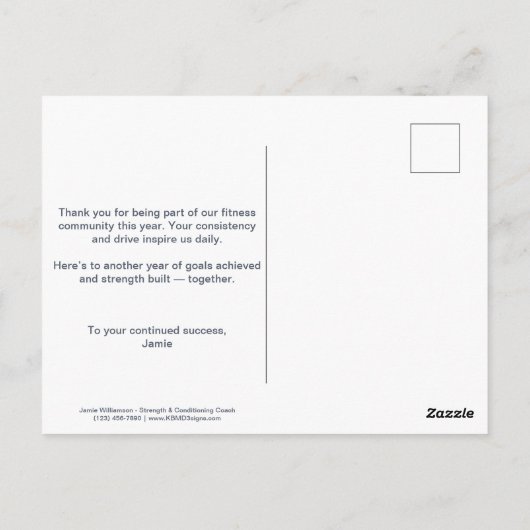 Dumbbell Season's Strength & Success Grey White Briefkaart (Achterkant)