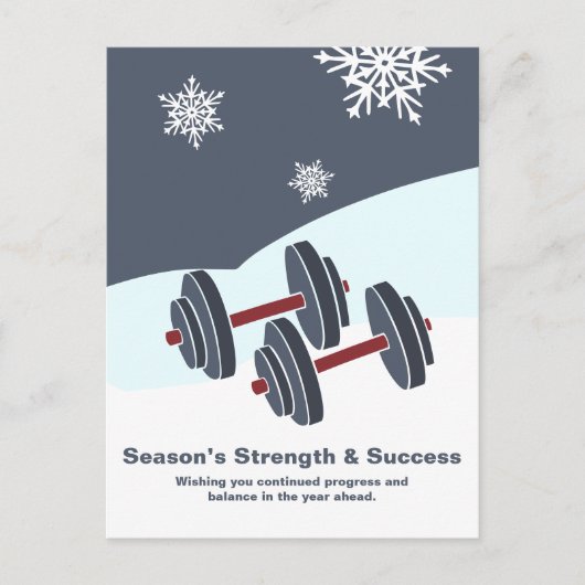 Dumbbell Season's Strength & Success Grey White Briefkaart (Voorkant)