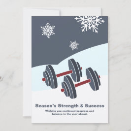 Dumbbell Season's Strength & Success Grey White Notitiekaartje