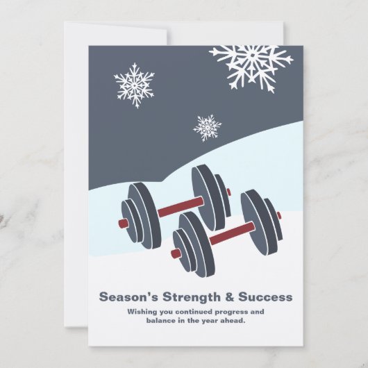 Dumbbell Season's Strength & Success Grey White Notitiekaartje (Voorkant)