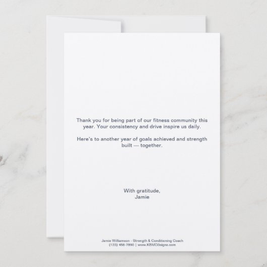 Dumbbell Season's Strength & Success Grey White Notitiekaartje (Achterkant)