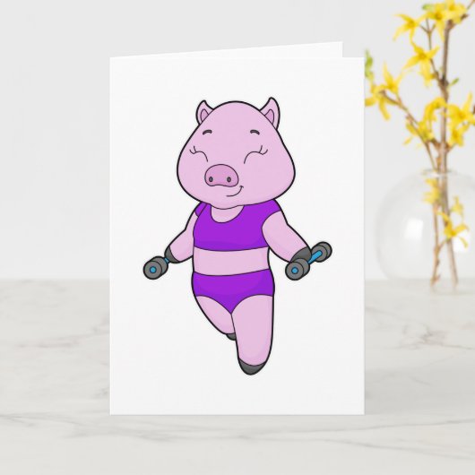 Dumbbell voor varken fitness kaart (Gele Bloem)