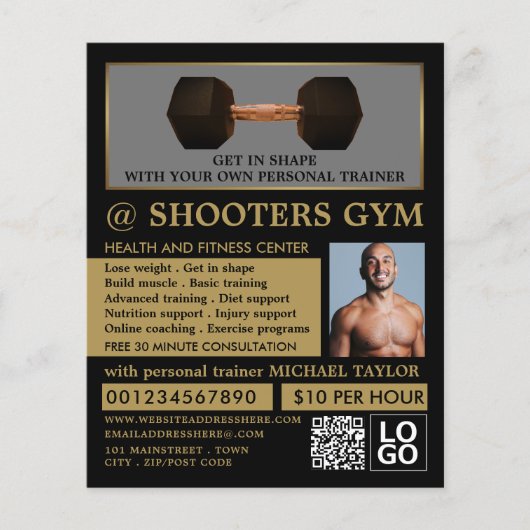 Dumbbell Weight, Personal trainer, Gym Adverteren Flyer (Voorkant)