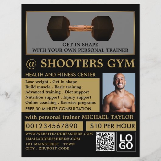 Dumbbell Weight, Personal trainer, Gym Adverteren Flyer (Voorkant)