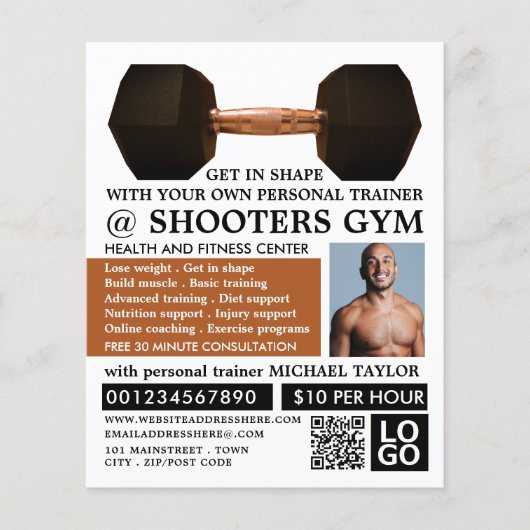Dumbbell Weight, Personal trainer, Gym Adverteren Flyer (Voorkant)