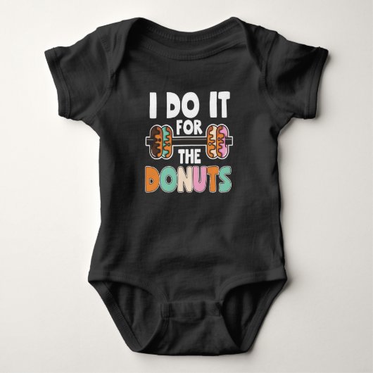 Dumbbell Weightlift Donut Dessert Gym Workout Romper (Voorkant)