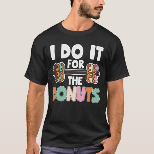 Dumbbell Weightlift Donut Dessert Gym Workout T-shirt (Voorkant)