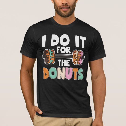 Dumbbell Weightlift Donut Dessert Gym Workout T-shirt (Voorkant)