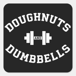 Dumbbells en donuts - Grappige Gym Workout Vierkante Sticker