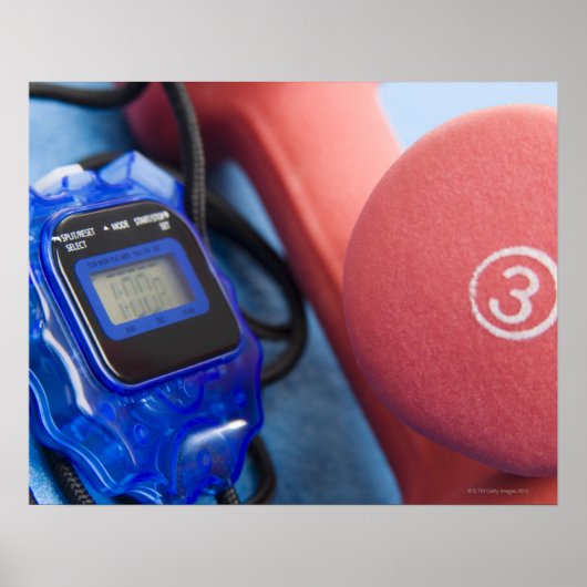 Dumbbells en stopwatch poster (Voorkant)