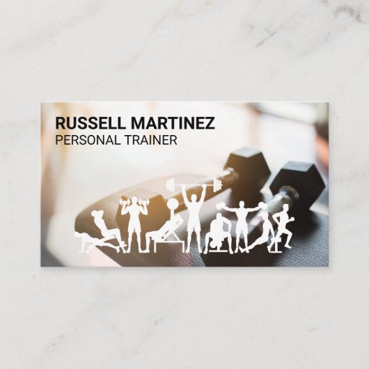 Dumbbells in de Gym | fitness - oefening Visitekaartje (Voorkant)