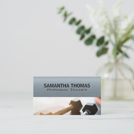 Dumbbells | Metaalstructuur Visitekaartje (Staand voorkant)