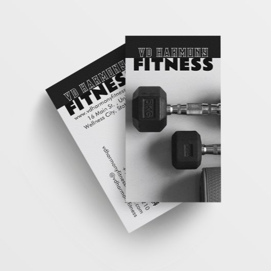 Dumbells Fitness Zwart Wit Visitekaartje