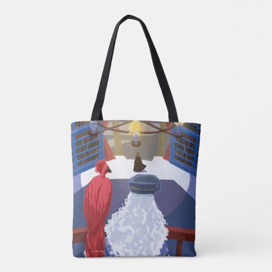 Dumbledore & Fawkes op Balcony Tote Bag (Achterkant)
