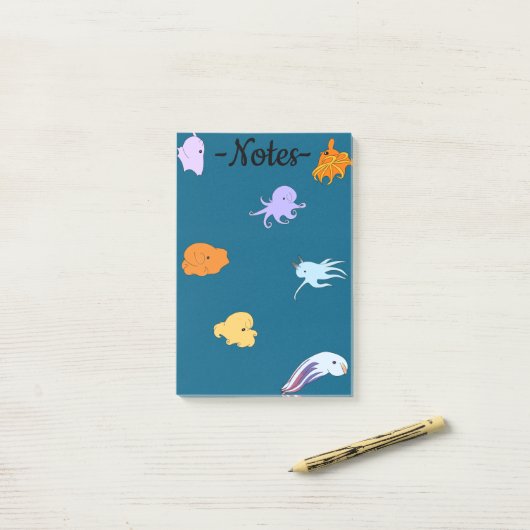 Dumbo-achtige octopussen post-it® notes (Op bureau)