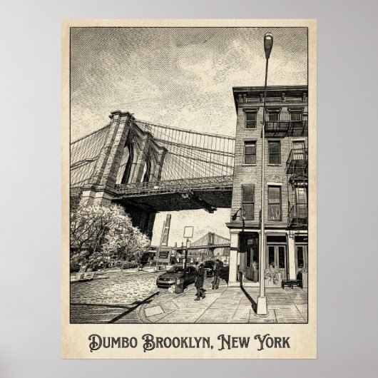 DUMBO Brooklyn New York — Iconische Brug Poster (Voorkant)