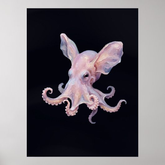 Dumbo Octopus — Diepzee Impasto Olie Schilderkunst Poster (Voorkant)