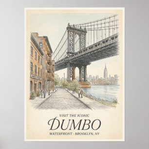 Dumbo Waterfront Schets Brooklyn Poster