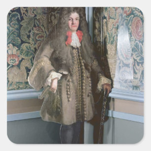 Dummy board, figuur van een man, c.1690 vierkante sticker
