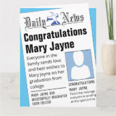 Dummy Newspapier Headlines Afstuderen Kaart (Voorkant)