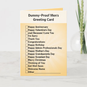 Dummy-Proof Mannen Wenskaart Feestdagen Kaart