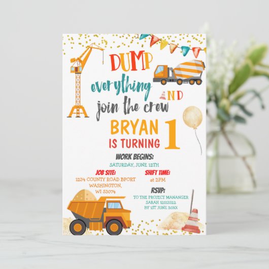 Dump alles bij de bemanningsverjaardag kaart (Staand voorkant)