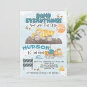 Dump Alles Construction Birthday Invision Kaart (Staand voorkant)
