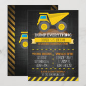 Dump Alles Construction Birthday Invision Kaart (Voorkant / Achterkant)