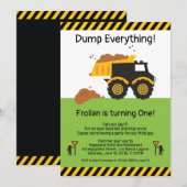 Dump Alles Dump Truck Verjaardag Uitnodiging (Voorkant / Achterkant)