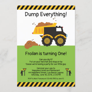 Dump Alles Dump Truck Verjaardag Uitnodiging