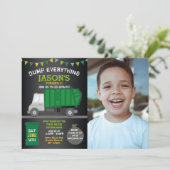 Dump Alles Fun Rubbish Truck Birthday Foto Kaart (Staand voorkant)