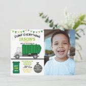 Dump Alles Fun Rubbish Truck Birthday Foto Kaart (Staand voorkant)