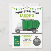 Dump Alles Fun Rubbish Truck Birthday Invitat Kaart (Voorkant)