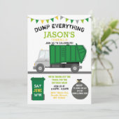 Dump Alles Fun Rubbish Truck Birthday Invitat Kaart (Staand voorkant)
