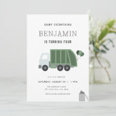 Dump alles vuilniswagen verjaardagsuitnodiging kaart (Staand voorkant)