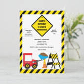 Dump Construction Birthday Party Invite Kaart (Staand voorkant)