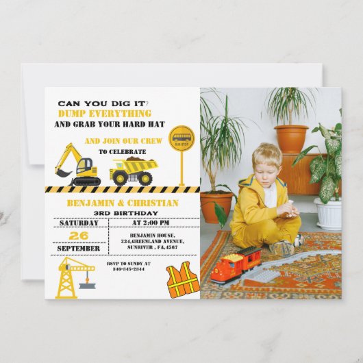 Dump Cruck constructie Vervoer Verjaardag Kaart (Voorkant)